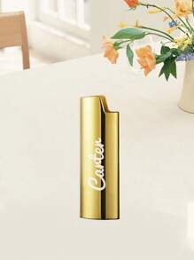 1 pezzo Custodia per accendino con incisione laser personalizzata, incisione personalizzata, regalo di moda per testimone, festa del papà, regalo per papà, fidanzato, appassionato di sigari, regalo di compleanno, adatto per accendino BIC Mini J6 - Dorato - Visualizzare 14