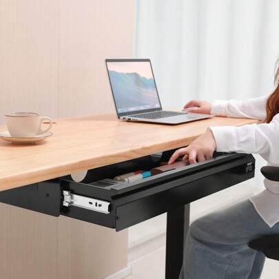 13-33" Wide Under Desk Drawer Slide Out, Under Desk Mounted Pull Out Drawer Accessory, Hidden Desk Storage Organizer, Single Or Double Tier Under Desk Pencil Drawer, Lockable Or Non-Lockable For Office Home Sit-Stand Workstation Back To School Dormitory Storage