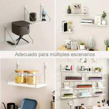 1 pezzo Mensola a parete senza fori, mensola da parete per camera da letto, mensola a parete per TV in soggiorno - Bianco - Visualizzare 5