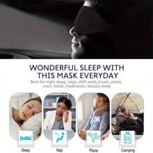 3D Contoured Sleep Mask For Men & Women - Memory Foam Light Blocking Eye Mask & Blindfold - Soft Comfortable Natural Sleeping Eye Shade For Travel, Yoga, Nap, Camping, Bedroom, Office, Spa, Black