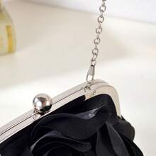 Vintage chinesischer Stil Bankettclutch, Blumen Handtasche, elegante einfarbige Rose Cheongsam Umhängetasche für Damen - Schwarz - Übersicht 5