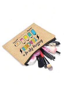 Teacher Gifts,To Best Teacher Ever Letter Print Makeup Bag,Gift Bag Zipper Bag For Travel,Lightweight Storage Bag