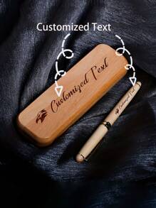 Customizable Ballpoint Pen, Bamboo & Metal Pen, Creative Logo Gift, Suitable For Office, Back To School, Wedding, Holiday Gifts For Parents, Colleagues, Friends