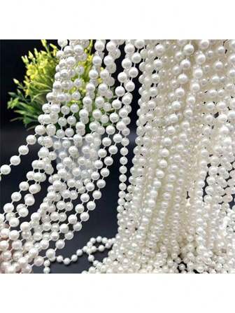 1 条 196 英寸珍珠链、DIY 婚礼配饰、头饰、婚礼场地装饰、节庆派对装饰、房间/家居装饰、花卉装饰、家庭聚会、户外花园露台桌面装饰