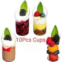 10/20/30/40/50 Piezas Vasos de postre de 2.5oz/80ml con cucharas, redondeados y en ángulo, de plástico transparente para parfait, aperitivos, pequeños vasos, cuencos para degustar postres y aperitivos en fiestas