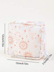 1 pièce Pochette multifonctionnelle avec design soleil et lune, porte-monnaie minimaliste de couleur unie, sac de maquillage, porte-serviette hygiénique, pratique pour l'école, le travail, les voyages
