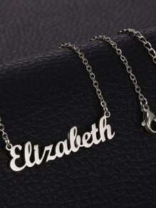 Personalized Gifts Stainless Steel Name Necklace Custom Stainless Steel Pendant Nameplate Choker Necklaces For Bridesmaid Gift - Silver - View 3