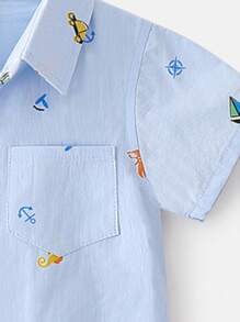 Camisa casual de manga corta con estampado de dibujos animados para niños pequeños, nueva llegada de verano