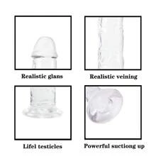 6 Sizes Crystal Clear Jelly Realistic Dildo With Suction Cup Huge Clear Penis Dick Anal Plug Butt Plug, Vaginal Anal Stimulation Products, Sex Toys For Male Female Gay Lesbian Adult Fun, Couples Christmas New Year Halloween Valentine's Day Birthday Gift Couples Gift Portable In Pack SM Sex Toys For Female Male Couples Gay Lesbian Sex Family And Travel Use
