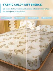1pc Minimalist Modern Butterfly Print Brushed Fitted Sheet, Bedroom Printed Bed Cover, Mattress Cover, Mattress Protector, Bedding Set (Excluding Pillowcase)