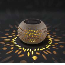 1pc Solar Powered Ceramic Spotty Light, Iron Hollow Lantern Outdoor Waterproof Solar Garden/Lawn Light, Decorative Light - White - View 5