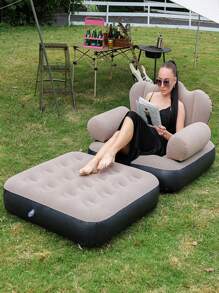1 Stück aufblasbares Sofa, aufblasbarer Campingstuhl, aufblasbares lässiges Sofa, aufblasbarer Stuhl, faltbarer tragbarer aufblasbarer Liegesessel, für Wohnzimmer, Schlafzimmer, Arbeitszimmer, Balkon, Outdoor-Camping, einfach zu verstauen und zu transportieren, Lässig & Unterhaltung, Studentenwohnheim, kann als Matratze verwendet werden