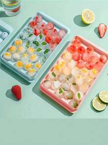 1/2/4pcs 33-Cavity Ice Cube Tray, Round Diamond Shaped Mold, Plastic Refrigerator Storage Box, Kitchen Tool Accessory Mold