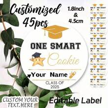 45/90 件可定制毕业贴纸，防水防晒纸质办公桌铭牌标签，用于学校毕业庆祝，个性化感谢贴纸，可作为礼物和派对礼物