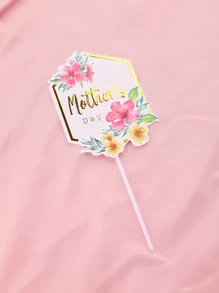 5pcs/1set Fresh Flower Elements Cake Plug-Ins Creative Mother's Day Flower Greeting Cards Baking Cake Decoration Cards Decorations, Suitable For Family Gatherings, Indoor And Outdoor Family Gatherings, Mother's Day Cake Card Insertion, Mixed Style, Random