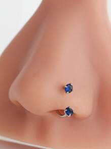 1 pieza Accesorio de acero inoxidable con piedras de circonita cúbica desmontable, de forma exagerada y elegante, de varios colores, para perforación corporal de moda minimalista para mujeres, anillo de nariz en forma de C, 1.0mm, adecuado para regalos de cumpleaños, festivos, fiestas y uso diario