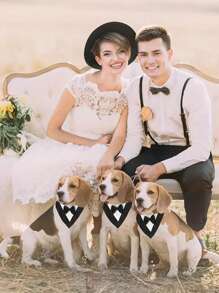 1pc British Style Wedding Pet Bib Scarf With Hook And Loop, Dog Triangle Drool Bib