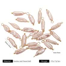 1 Pieza Colgante de acero inoxidable de tamaño aleatorio con perla de agua dulce natural rosa de moda para hacer collares, aretes y otros accesorios de joyería para uso diario