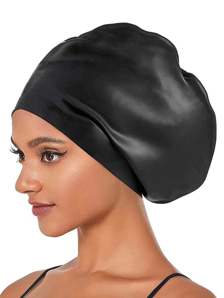 Extra Large Silicone Swim Cap For Long Hair - Waterproof Swim Cap Suitable For Wigs, Braids, African Hairstyles, Extensions - High Elasticity Adult Long Hair Swim Cap, Waterproof Swim Cap, Unisex, Ear Protection, Fits Long Hair, Plus Size Silicone Diving Cap - Multicolor - View 1