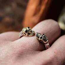 Nhẫn bạc chạm nổi hình đầu lâu cổ điển Gothic, lấy cảm hứng từ Ngày lễ người chết của Mexico - nhiều màu - Xem 6