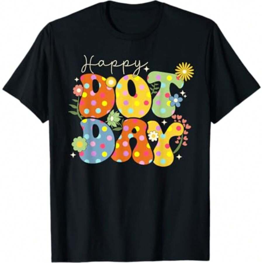 Happy Dot Day Colorful Rainbow Girls Youth Polka Dot T-Shirt,Comfort Colots T-Shirts,Breathable 100% Cotton, Loose Fit, Short Sleeve,For Spring & Summer, Women's Clothing - Colorful shirt006 - View 1
