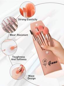 1/2 件伴娘化妆刷套装，带自定义名称组合包，非常适合婚礼回礼、新娘送礼会回礼或母亲节惊喜，个性化化妆包，每月送花，可定制旅行配件，15.5x8.5 厘米，粉色/蓝色/青色/杏色，送给她、母亲、女儿、最好的朋友、闺蜜、情侣的最佳礼物 - 風格A - 查看 8