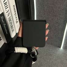 奢华黑灰渐变手机壳，带防丢腕带，兼容三星 Galaxy Z Flip 5/6/Z Flip6/ZFlip 5/Zflip6/Zflip5/Flip4/Flip3，防震后盖，兼容摩托罗拉，防水、防震、防刮擦