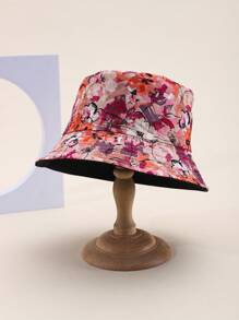 1pc Women's Floral Tie-Dye Print Polyester Bucket Hat, Suitable For All Seasons Sun Protection Accessory - One Size - View 6