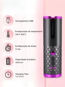 Cordless Automatic Hair Curler With Built-In Rechargeable Ceramic Battery - Rose - View 4