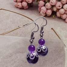 Zhenwei xina 1 Pair Of Summer Limited Edition Women's Natural Amethyst Purple Allure Faceted & Smooth Dangle Earrings - Perfect For Moms And Best Friends, Ideal Party Gift