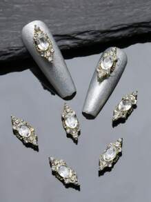 Gold Silver Shiny Rhinestone Nail Charms 10pcs 3D Alloy Nail Supplies DIY Nail Gems Nail Art Decorations Gift For Girls Accessories Adorn Nails Shoes Clothes Bags Crafts