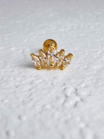 1 st broskörhängen för kvinnor, mode glittrande Cubic Zirconia för damörhängen, örhängen med örhängen Forward Helix Tragus Daith Piercingsmycken