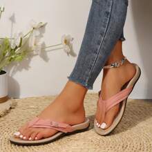Women's Lightweight Flip Flops Featuring Comfortable Strappy Support - Dusty Pink - View 6