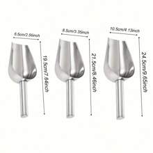 Juego de 1/3 piezas de cucharones de acero inoxidable gruesos, pala metálica multiusos para cubitos de hielo, helados, comida para mascotas, granos, harina, alimentos, té, palomitas, hielo, azúcar, frijoles, arroz - Diseño resistente, adecuado para uso doméstico en verano, restaurantes, bares y dispensador de bloques de hielo para camping al aire libre, regalo para el padre