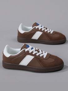 Men's Retro Casual Soft Sole Shoes, Lightweight Lace-Up Round Toe Sneakers, Plus Size 46, Suitable For All Seasons