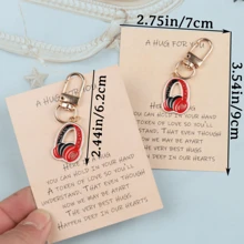 1 件或 3 件音乐元素钥匙扣，黄瓜泡菜和吉他、辣椒和麦克风、耳机和手势等创意设计，特殊口袋拥抱卡激励礼物，适合音乐爱好者、感谢礼物、音乐教师、学生音乐家、毕业礼物、理想的音乐节派对装饰品 - 多色 - 查看 2