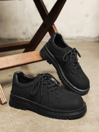 圆头低帮男士商务正装鞋，复古英伦风格绒面黑色皮鞋，男士厚底舒适正装鞋，时尚适合婚礼