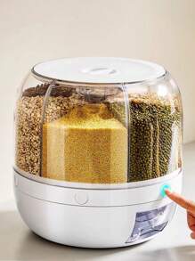 1 pieza Balde multifuncional y giratorio para almacenar cereales y granos con compartimentos, recipiente hermético para arroz y granos para la cocina, decoración y almacenamiento
