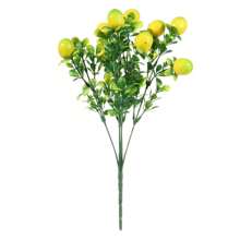 1 pieza Rama artificial de limón con hojas verdes, árbol de limón artificial Bonsai, decoración con verdor para el hogar o centro de mesa, granja, jardín