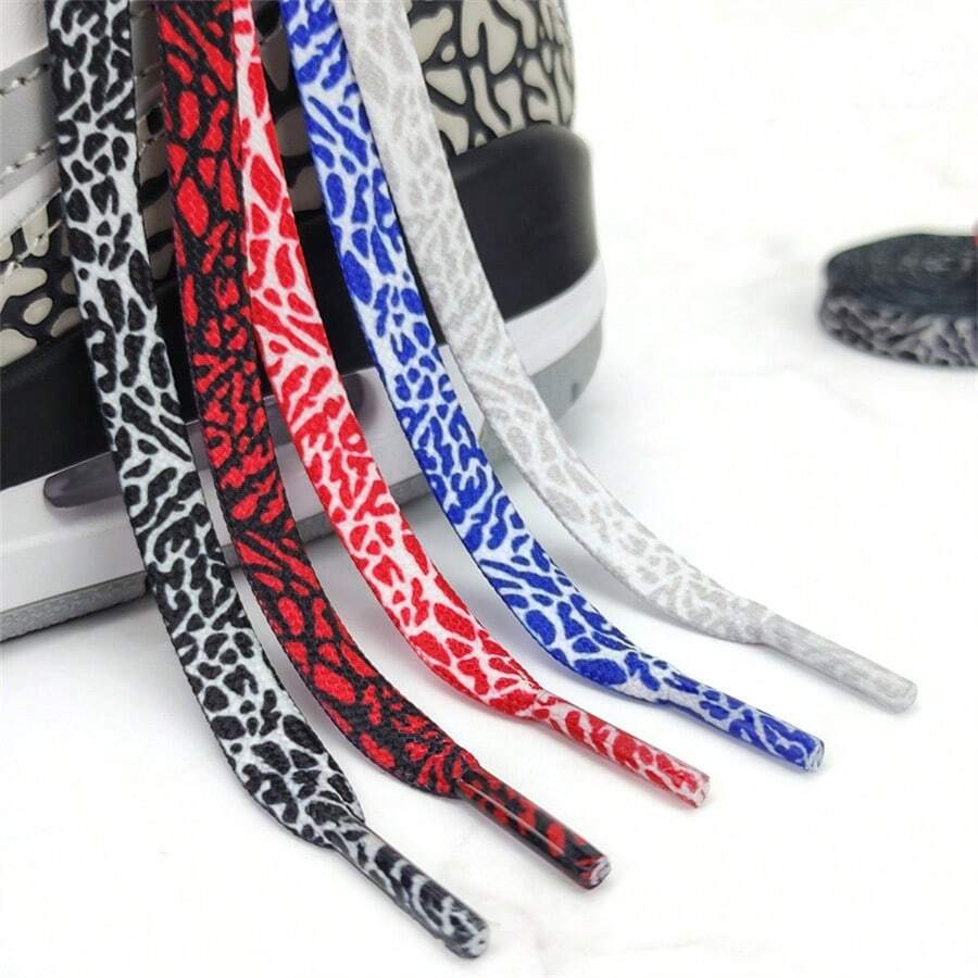 1 Par de Cordones Planos Multicolor con Estampado de Leopardo, Cordones de Poliéster Coloridos Adecuados para Zapatos Casuales, Tenis, Zapatos Planos - Multicolor - Ver 1