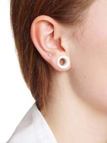 一对白色厚硅胶圆形耳塞扩张器 3 毫米 - 76 毫米大号耳道扩张器鞍形耳道拉伸耳环穿孔