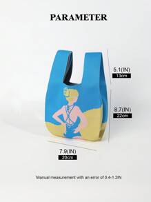 女士卡通针织无袖背心手提包，方便办公室和旅行的腕带包 - 彩色 - 查看 3