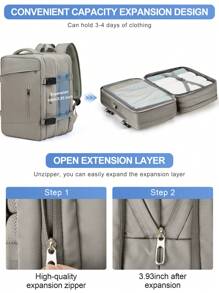 Large Expandable Luggage Backpack, Travel Backpack For Men, 42L Flight Approved Carry On Backpack, Business Travel Backpack With USB Charging Port And Anti Theft Pocket, 17 Inch Water Resistant Lightweight Business College Laptop Daypack Weekender Bag Bags For Travel Laptop Bag - Brown - View 5