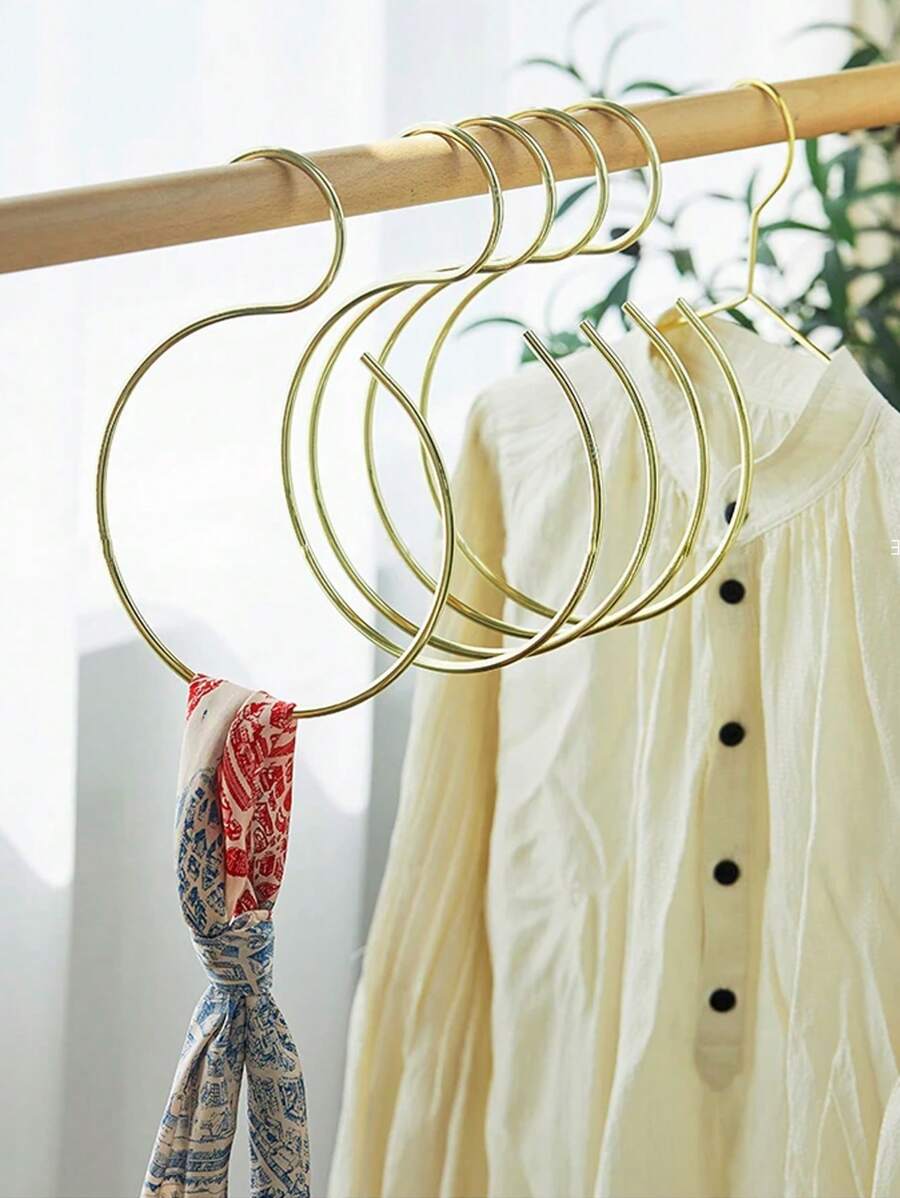 5 件装金属金色收纳环，适用于围巾、领带、衣架 - 金色 - 查看 1