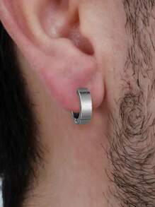 Simple Punk Hip-Hop No Piercing Stainless Steel Clip On Earrings, Fashionable Jewelry For Men Daily Wear