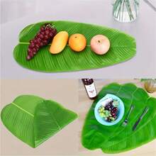 Set de 5 hojas de plátano falsas, plantas tropicales verdes sintéticas para acampar en Hawái, fiestas en la playa, reuniones en el hogar, bodas y decoración de mesa de cocina, siempre verdes