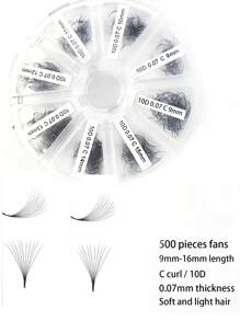 360-560pcs 10D 20D 30D 40D Pre-Made Fluffy Eyelash Extensions Mixed Tray, C/D Curl 0.07mm 8-15mm Mixed Length Pre-Made Eyelash Clusters, Handmade Pointed Loose Powder Eyelash Clusters, Thin Base - D - View 13