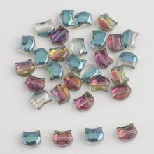 30 piezas de cuentas de cristal de vidrio electrochapado con forma de cabeza de gato de 8*10mm, cuentas espaciadoras para hacer pulseras, collares, cadenas de teléfono, decoración para ropa y zapatos