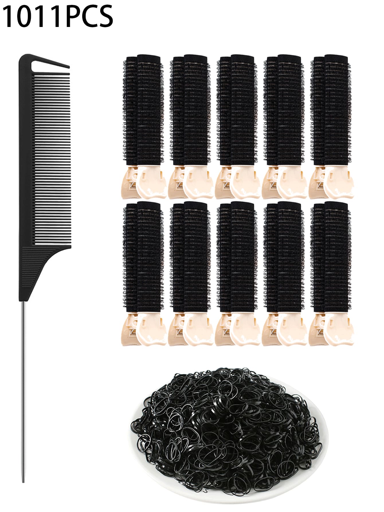 10 sztuk/zestaw akcesoriów do włosów Combo - gumka do włosów, urządzenie do robienia koków, szczotki do włosów