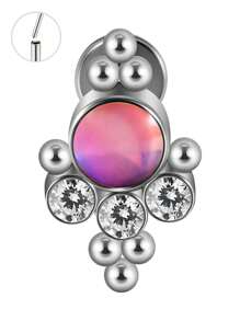 1PC Stainless Steel16G Flash Cz Labret Lip Ring Threadless Flash Cluster Ear Cartilage Tragus Helix Daith Piercing Jewelry - steel color - View 17